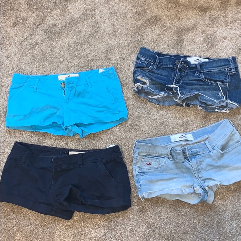 four pairs of hollister shorts